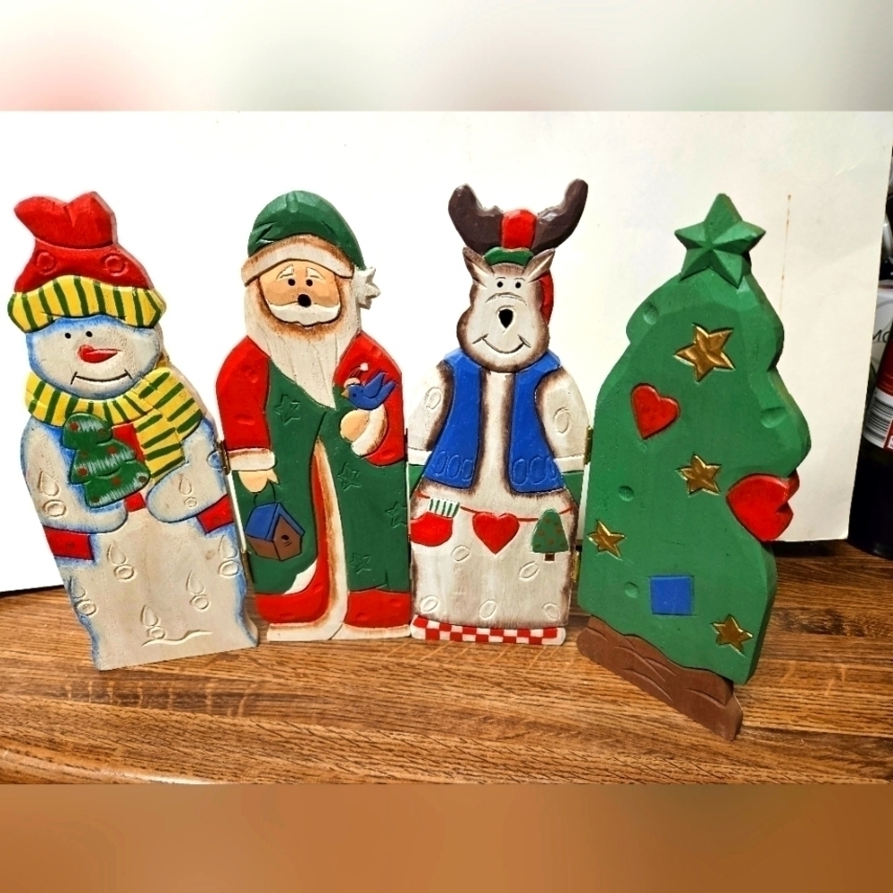 Tabletop Wooden Folding Holiday Screen